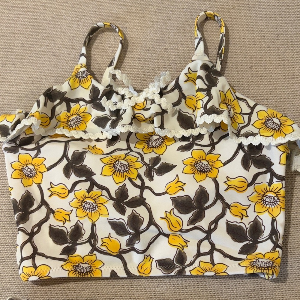 J. Crew Yellow Floral Girls' Rickrack Two-Piece Swimsuit/VARIOUS - Picture 4 of 12